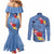 Bula Fiji Hibiscus and Plumeria Flowers Couples Matching Mermaid Dress and Long Sleeve Button Shirt Tapa Tattoo Polynesian Pattern