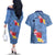Bula Fiji Hibiscus and Plumeria Flowers Couples Matching Off The Shoulder Long Sleeve Dress and Hawaiian Shirt Tapa Tattoo Polynesian Pattern