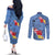 Bula Fiji Hibiscus and Plumeria Flowers Couples Matching Off The Shoulder Long Sleeve Dress and Long Sleeve Button Shirt Tapa Tattoo Polynesian Pattern