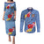 Bula Fiji Hibiscus and Plumeria Flowers Couples Matching Puletasi and Long Sleeve Button Shirt Tapa Tattoo Polynesian Pattern