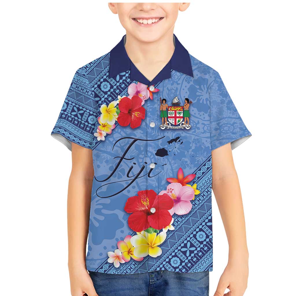Bula Fiji Hibiscus and Plumeria Flowers Family Matching Mermaid Dress and Hawaiian Shirt Tapa Tattoo Polynesian Pattern