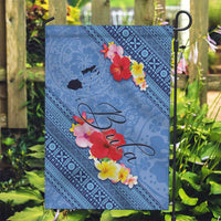 Bula Fiji Hibiscus and Plumeria Flowers Garden Flag Tapa Tattoo Polynesian Pattern