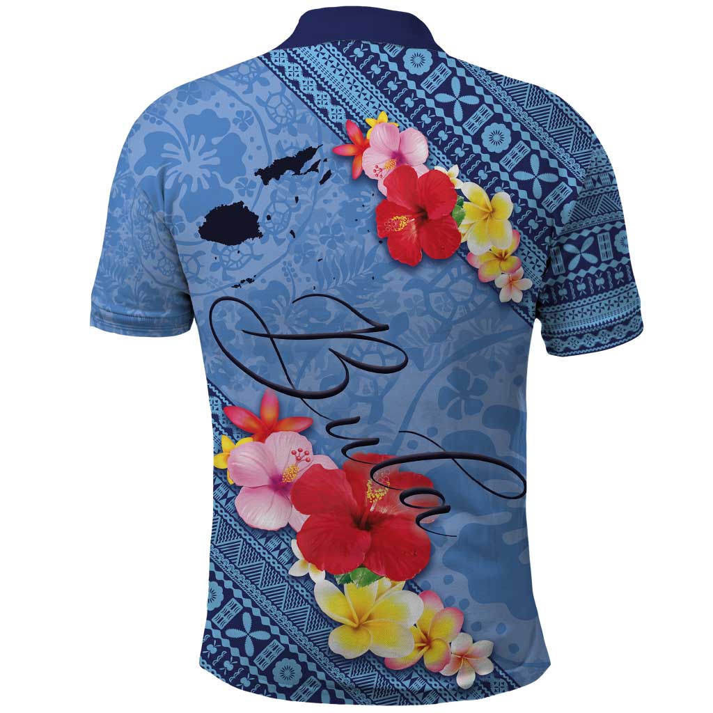 Bula Fiji Hibiscus and Plumeria Flowers Polo Shirt Tapa Tattoo Polynesian Pattern LT03 - Polynesian Pride