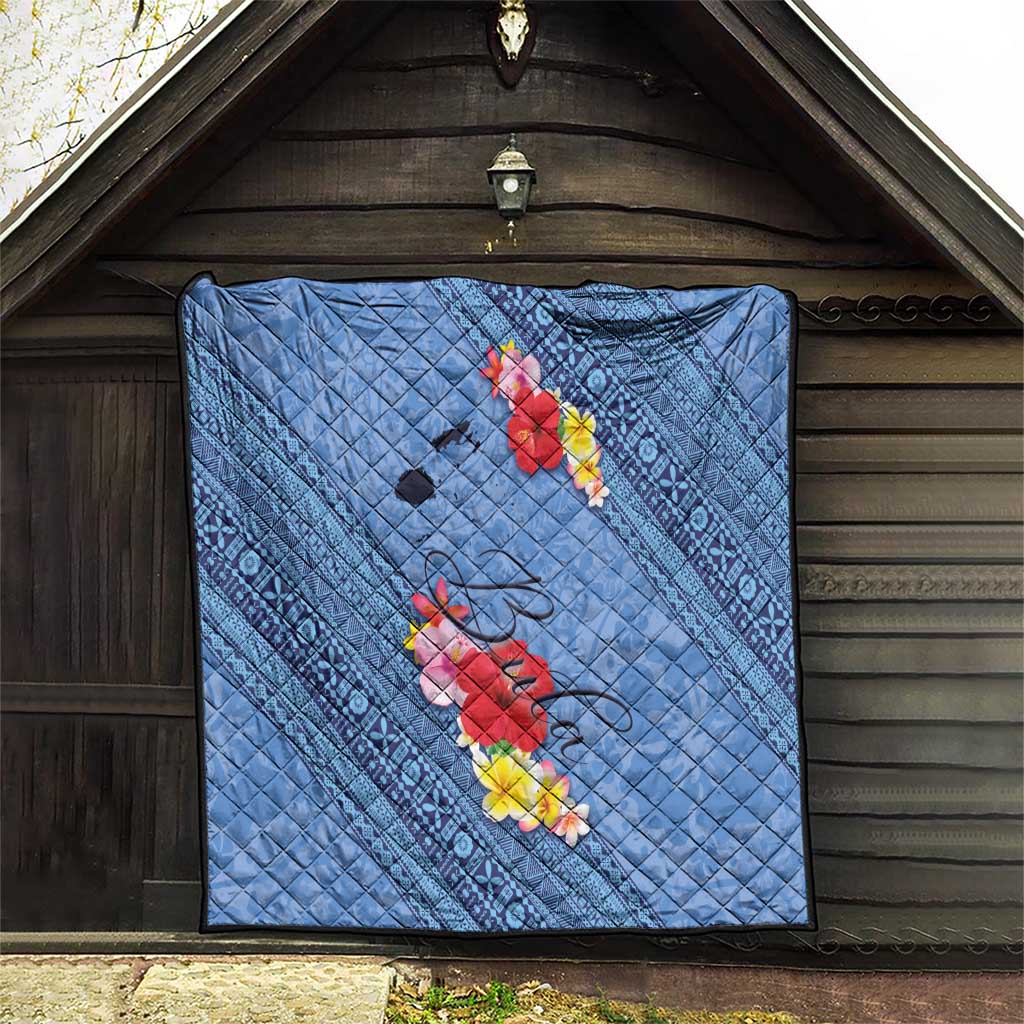 Bula Fiji Hibiscus and Plumeria Flowers Quilt Tapa Tattoo Polynesian Pattern