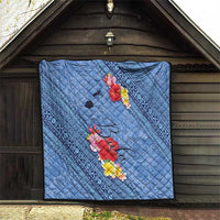 Bula Fiji Hibiscus and Plumeria Flowers Quilt Tapa Tattoo Polynesian Pattern
