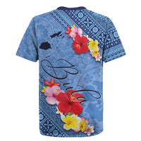 Bula Fiji Hibiscus and Plumeria Flowers Rugby Jersey Tapa Tattoo Polynesian Pattern