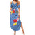 Bula Fiji Hibiscus and Plumeria Flowers Summer Maxi Dress Tapa Tattoo Polynesian Pattern