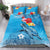 Hawaii Sea Turtle and Tropical Flowers Bedding Set Polynesian Tattoo Undersea Vibe