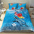 Hawaii Sea Turtle and Tropical Flowers Bedding Set Polynesian Tattoo Undersea Vibe