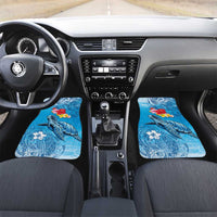 Hawaii Sea Turtle and Tropical Flowers Car Mats Polynesian Tattoo Undersea Vibe