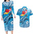 Hawaii Sea Turtle and Tropical Flowers Couples Matching Long Sleeve Bodycon Dress and Hawaiian Shirt Polynesian Tattoo Undersea Vibe