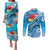 Hawaii Sea Turtle and Tropical Flowers Couples Matching Puletasi and Long Sleeve Button Shirt Polynesian Tattoo Undersea Vibe