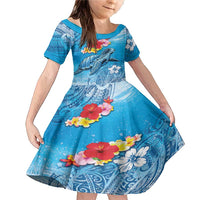 Hawaii Sea Turtle and Tropical Flowers Family Matching Mermaid Dress and Hawaiian Shirt Polynesian Tattoo Undersea Vibe