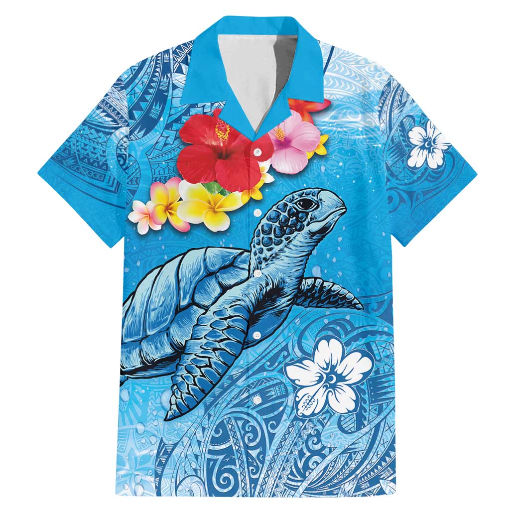 Hawaii Sea Turtle and Tropical Flowers Family Matching Mermaid Dress and Hawaiian Shirt Polynesian Tattoo Undersea Vibe