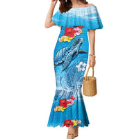 Hawaii Sea Turtle and Tropical Flowers Family Matching Mermaid Dress and Hawaiian Shirt Polynesian Tattoo Undersea Vibe