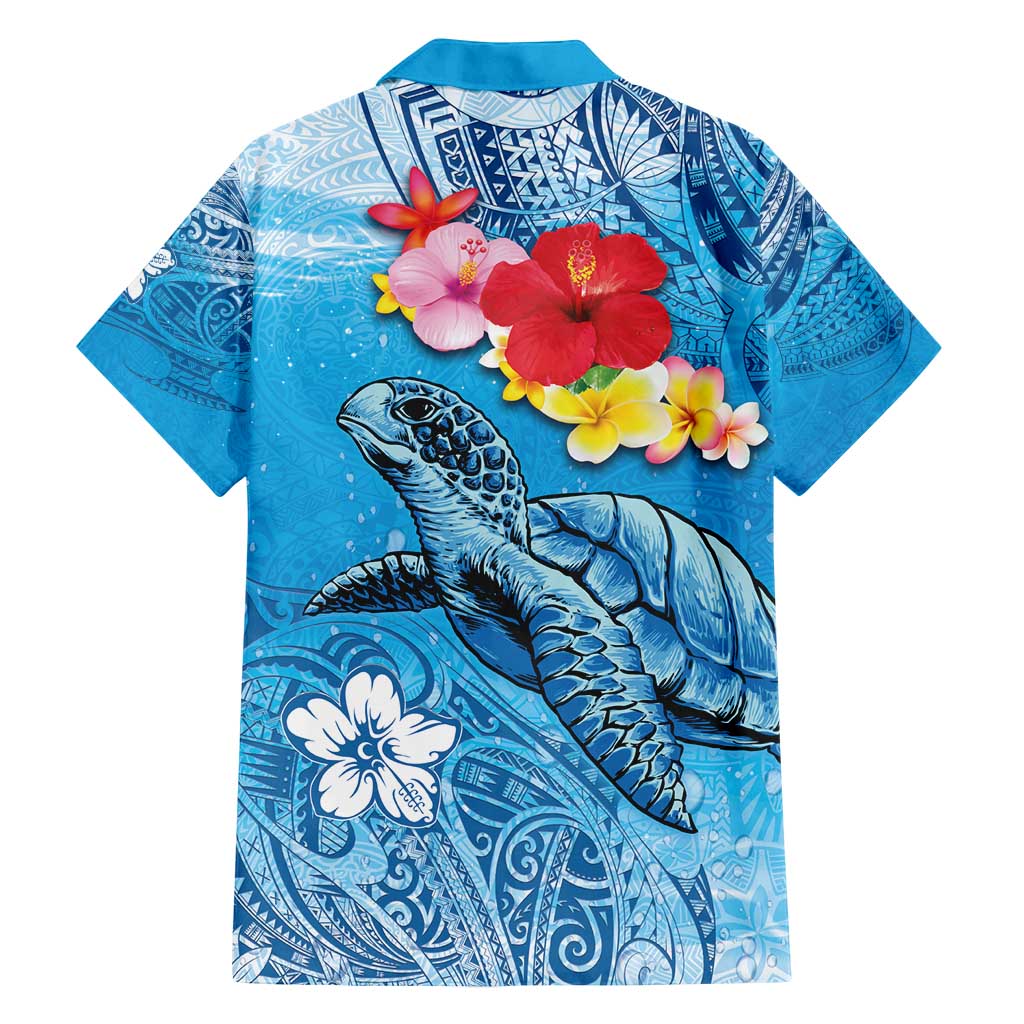 Hawaii Sea Turtle and Tropical Flowers Family Matching Summer Maxi Dress and Hawaiian Shirt Polynesian Tattoo Undersea Vibe