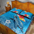 Hawaii Sea Turtle and Tropical Flowers Quilt Bed Set Polynesian Tattoo Undersea Vibe