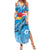 Hawaii Sea Turtle and Tropical Flowers Summer Maxi Dress Polynesian Tattoo Undersea Vibe