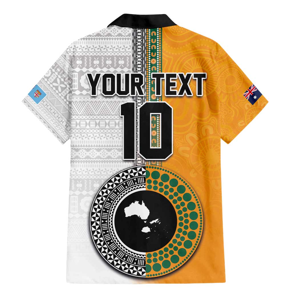 Custom Fiji and Australia Rugby Family Matching Mermaid Dress and Hawaiian Shirt Aboriginal and Fijian Masi Pattern LT03 - Polynesian Pride