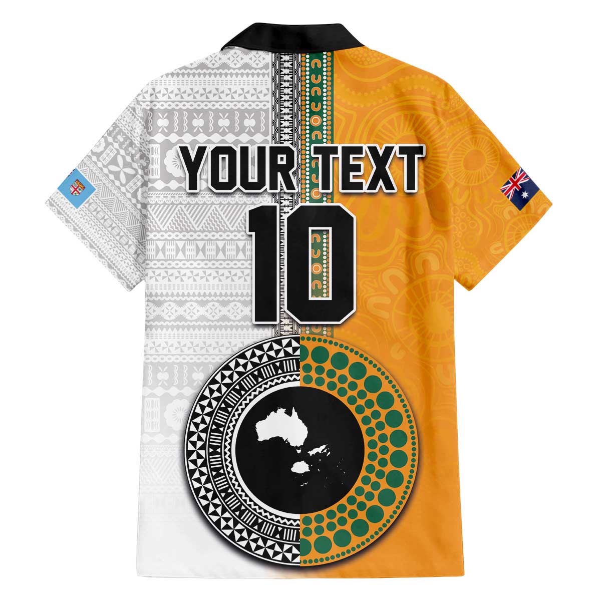 Custom Fiji and Australia Rugby Family Matching Puletasi and Hawaiian Shirt Aboriginal and Fijian Masi Pattern LT03 - Polynesian Pride