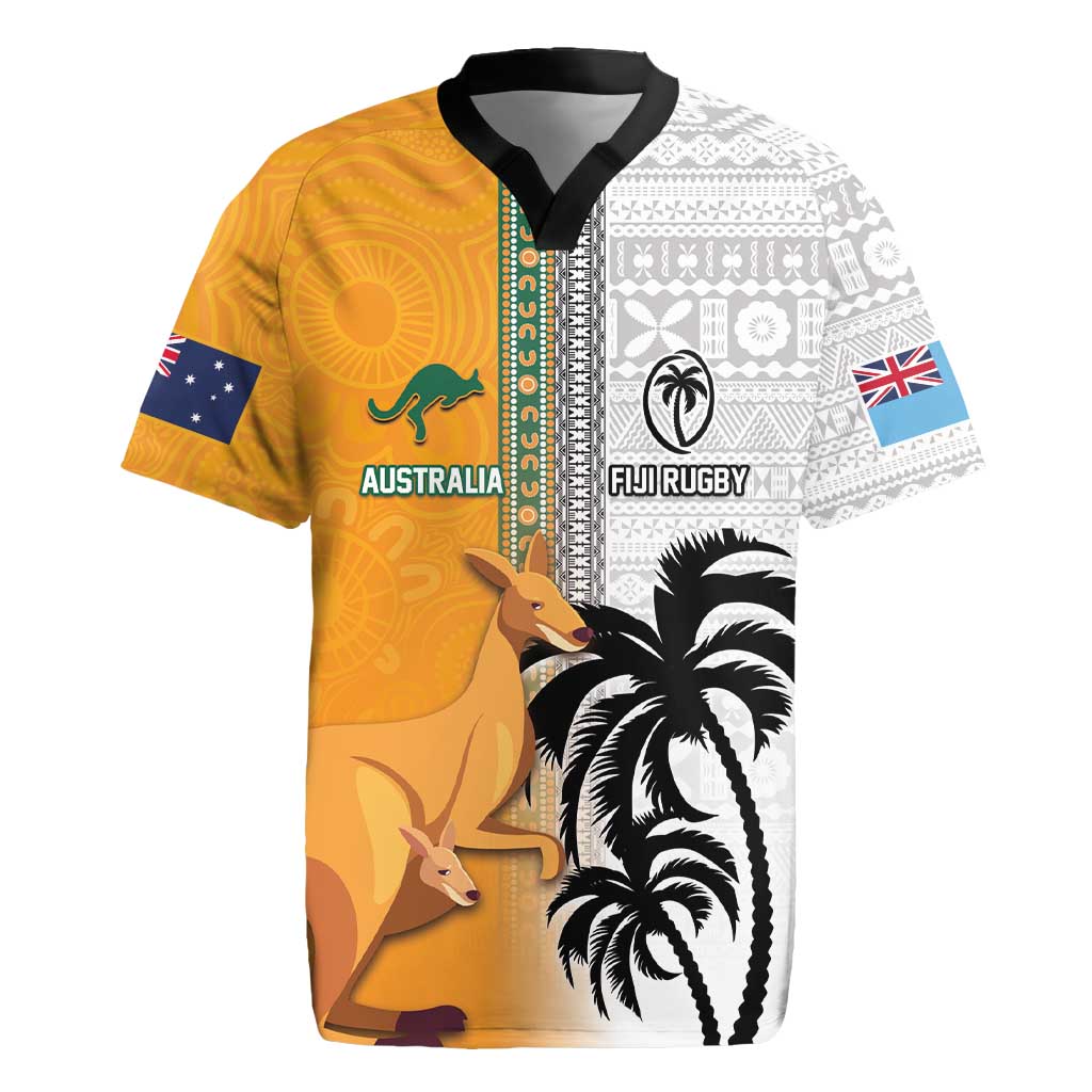Custom Fiji and Australia Rugby Rugby Jersey Aboriginal and Fijian Masi Pattern