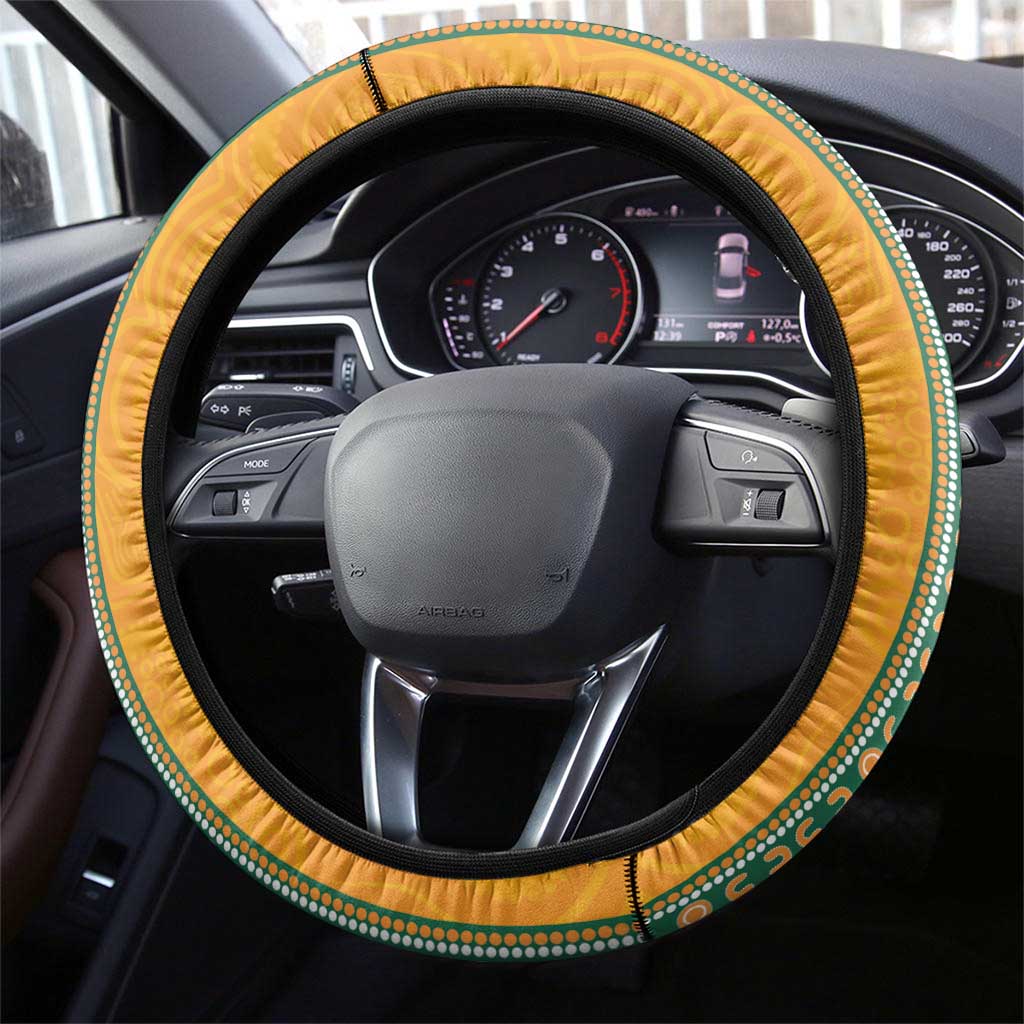 Fiji and Australia Rugby Steering Wheel Cover Aboriginal and Fijian Masi Pattern