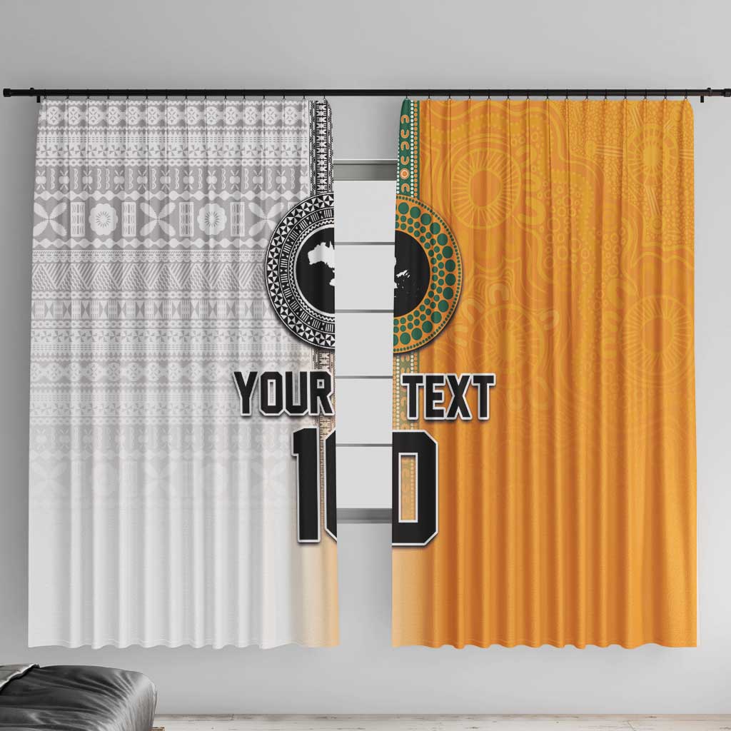Custom Fiji and Australia Rugby Window Curtain Aboriginal and Fijian Masi Pattern