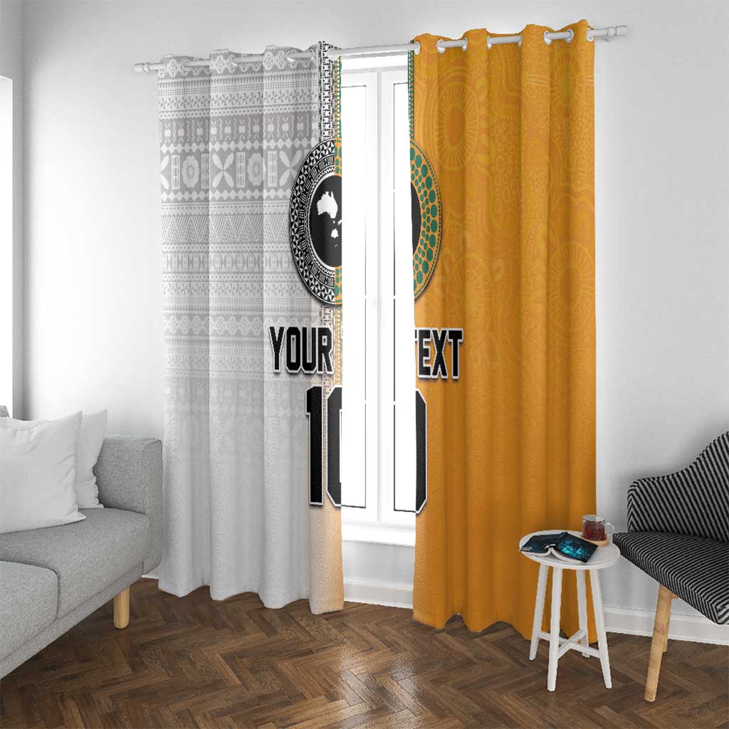 Custom Fiji and Australia Rugby Window Curtain Aboriginal and Fijian Masi Pattern