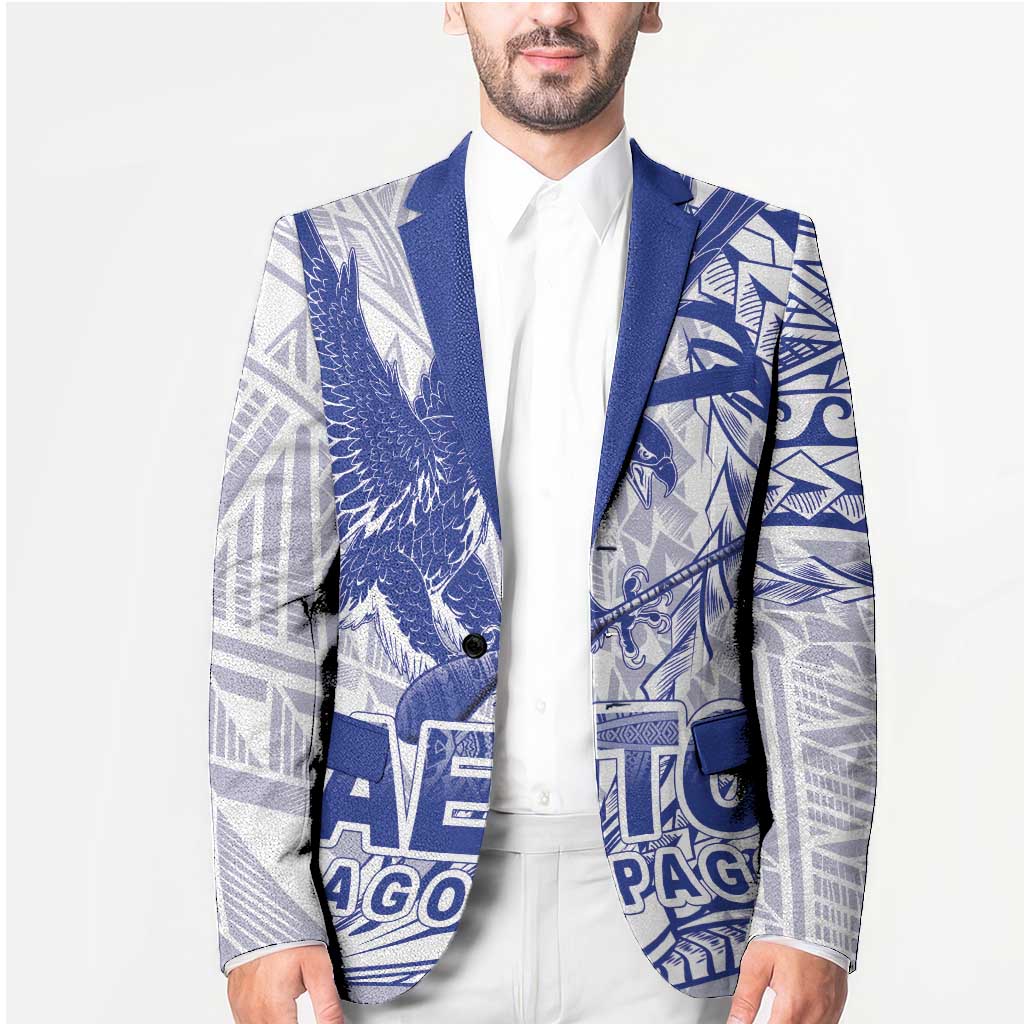 Samoa Pago Pago Aeto Blazer Wingstyle Blue-White Color - Polynesian Pride