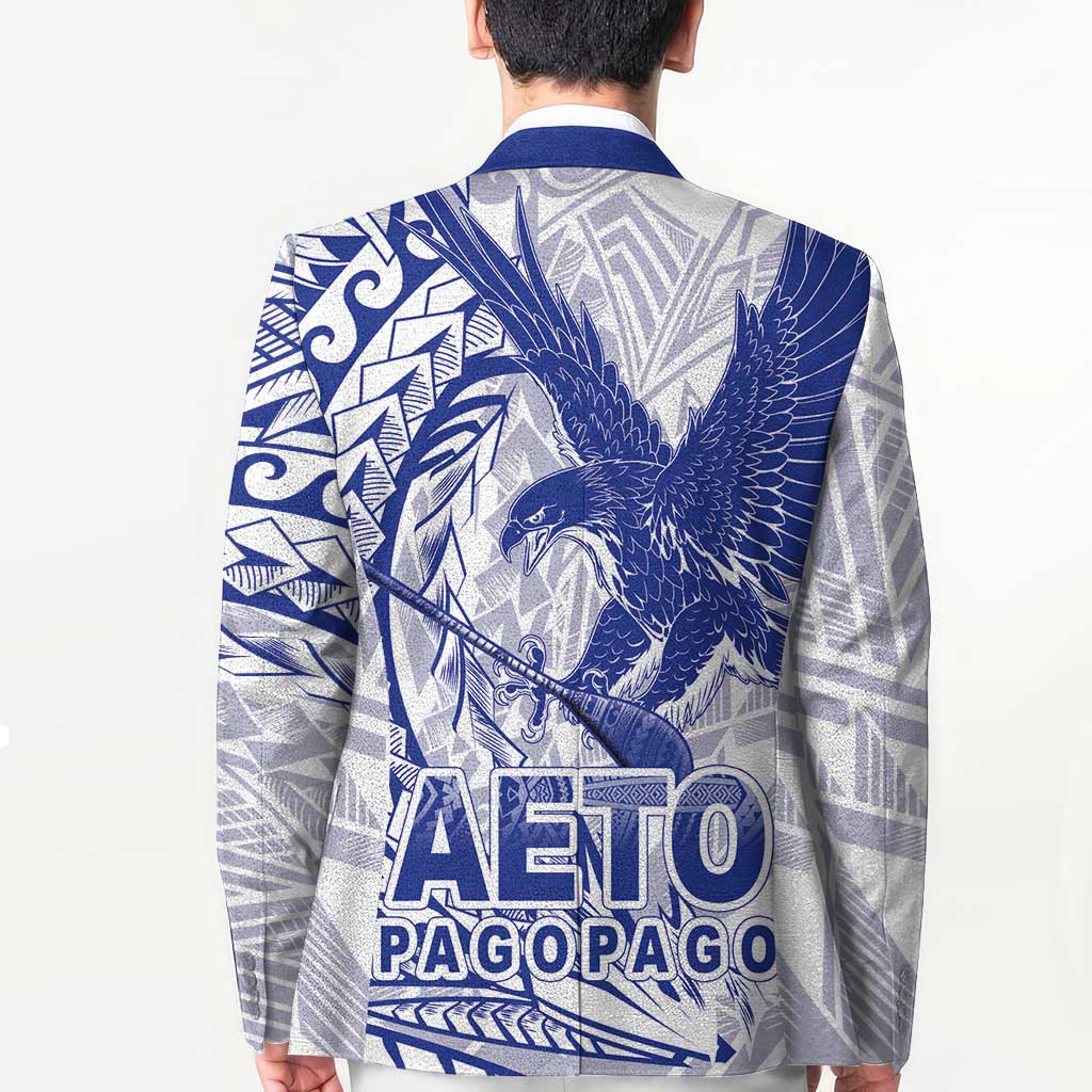 Samoa Pago Pago Aeto Blazer Wingstyle Blue-White Color - Polynesian Pride