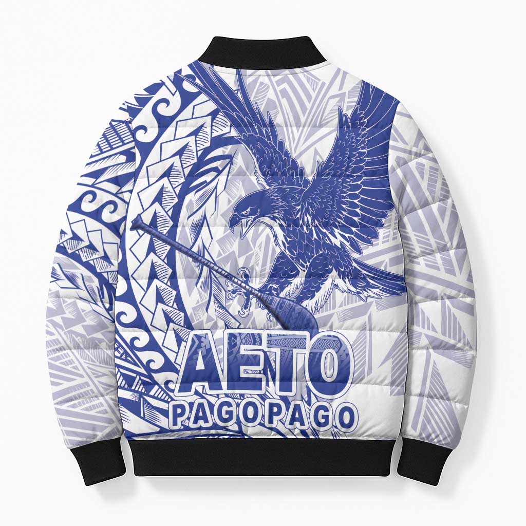 Samoa Pago Pago Aeto Bomber Puffer Jacket Wingstyle Blue-White Color - Polynesian Pride