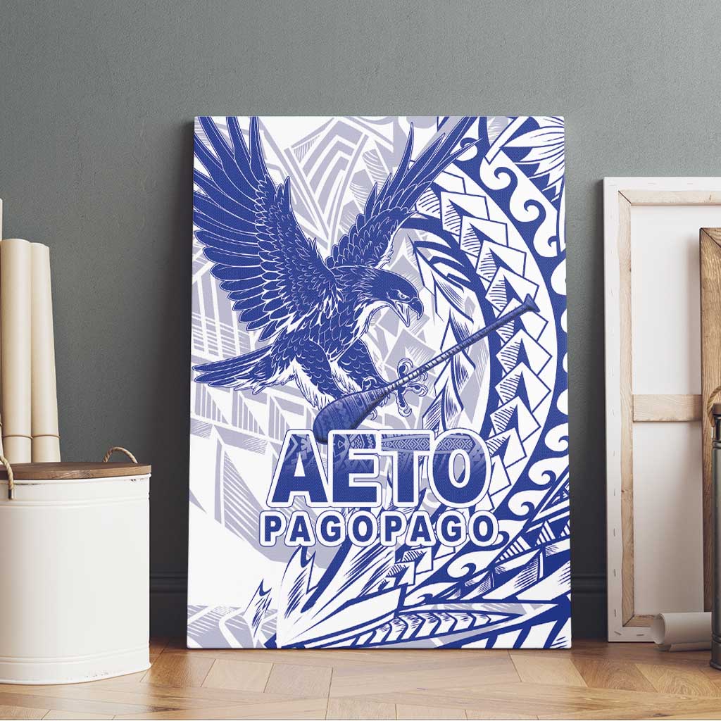 Samoa Pago Pago Aeto Canvas Wall Art Wingstyle Blue-White Color - Polynesian Pride
