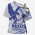 Samoa Pago Pago Aeto Cross Shoulder Shirt Wingstyle Blue-White Color - Polynesian Pride