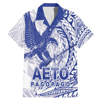 Samoa Pago Pago Aeto Family Matching Mermaid Dress and Hawaiian Shirt Wingstyle Blue-White Color - Polynesian Pride
