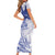 Samoa Pago Pago Aeto Family Matching Short Sleeve Bodycon Dress and Hawaiian Shirt Wingstyle Blue-White Color - Polynesian Pride