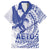 Samoa Pago Pago Aeto Family Matching Tank Maxi Dress and Hawaiian Shirt Wingstyle Blue-White Color - Polynesian Pride