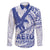 Samoa Pago Pago Aeto Family Matching Tank Maxi Dress and Hawaiian Shirt Wingstyle Blue-White Color - Polynesian Pride