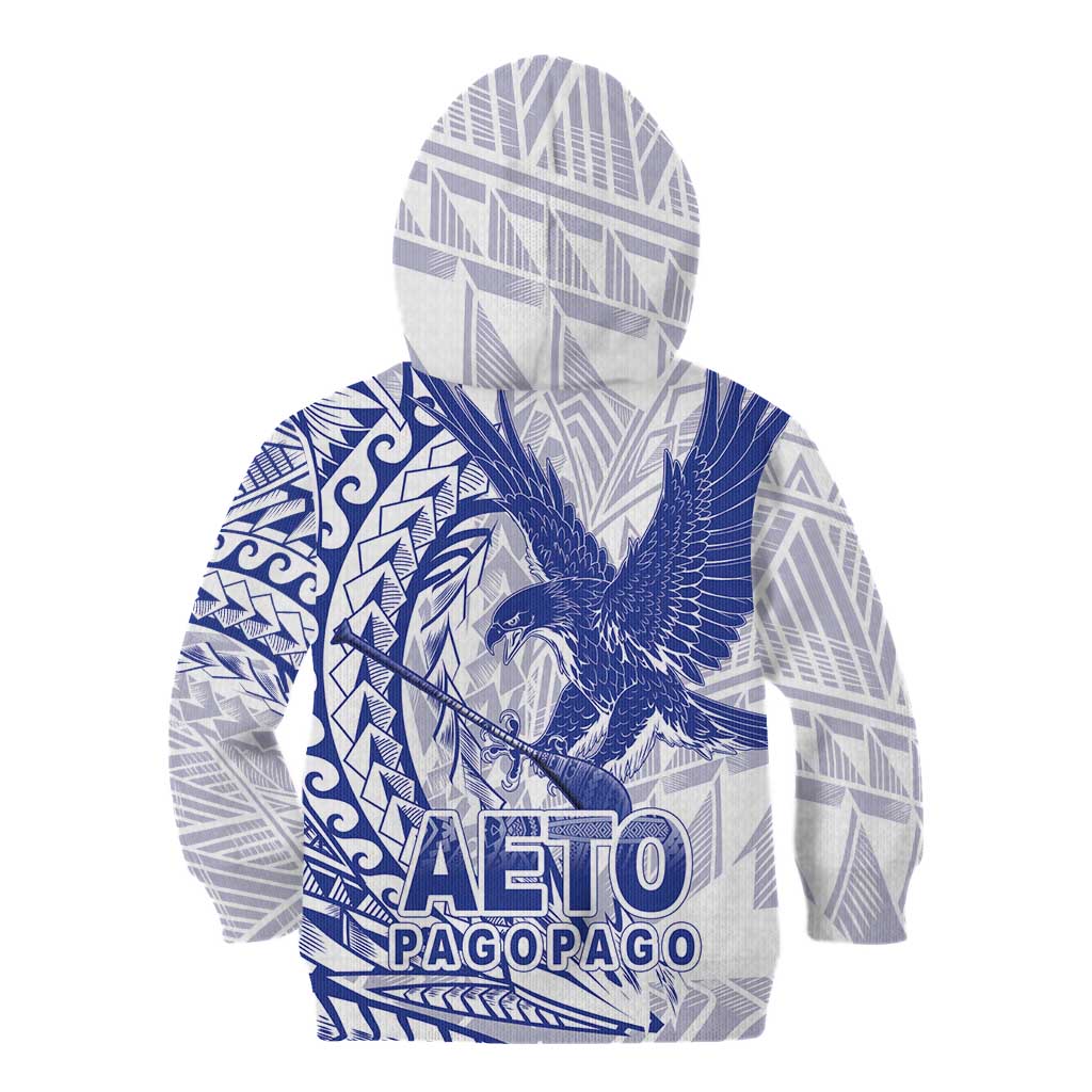 Samoa Pago Pago Aeto Kid Hoodie Wingstyle Blue-White Color - Polynesian Pride