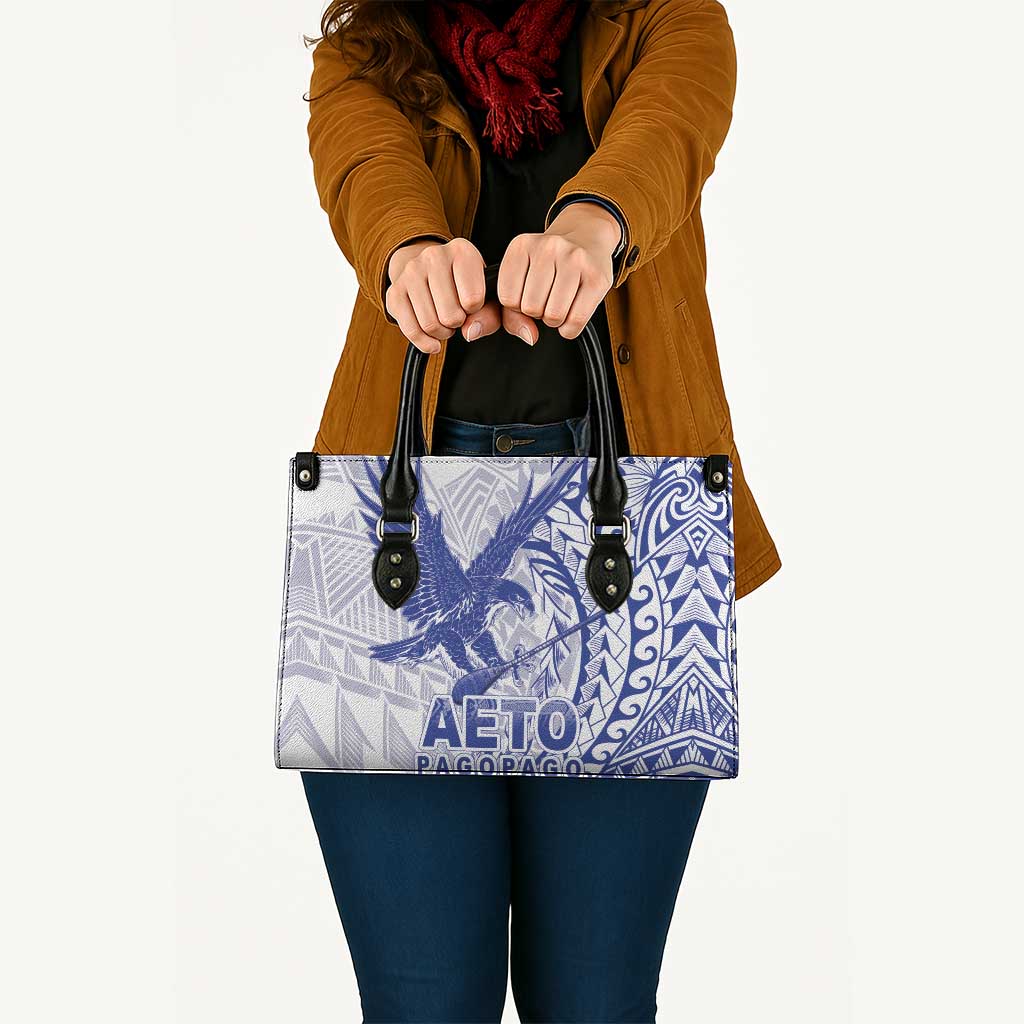 Samoa Pago Pago Aeto Leather Bag Wingstyle Blue-White Color - Polynesian Pride