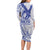 Samoa Pago Pago Aeto Long Sleeve Bodycon Dress Wingstyle Blue-White Color - Polynesian Pride