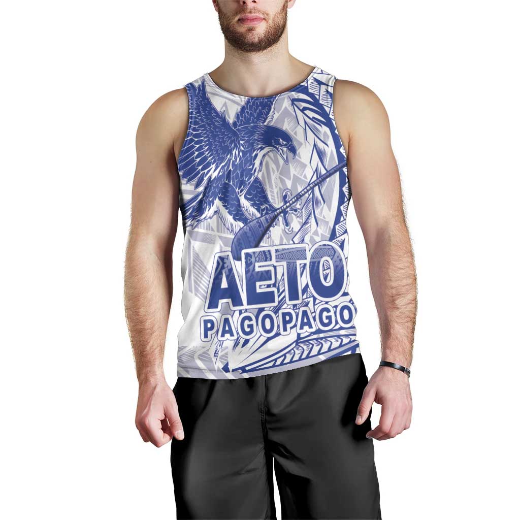 Samoa Pago Pago Aeto Men Tank Top Wingstyle Blue-White Color - Polynesian Pride