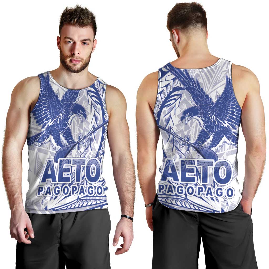 Samoa Pago Pago Aeto Men Tank Top Wingstyle Blue-White Color - Polynesian Pride