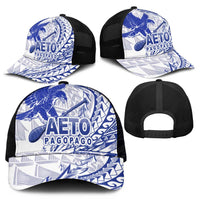 American Samoa Pago Pago Aeto Mesh Trucker Cap Wingstyle Blue-White Color - Polynesian Pride