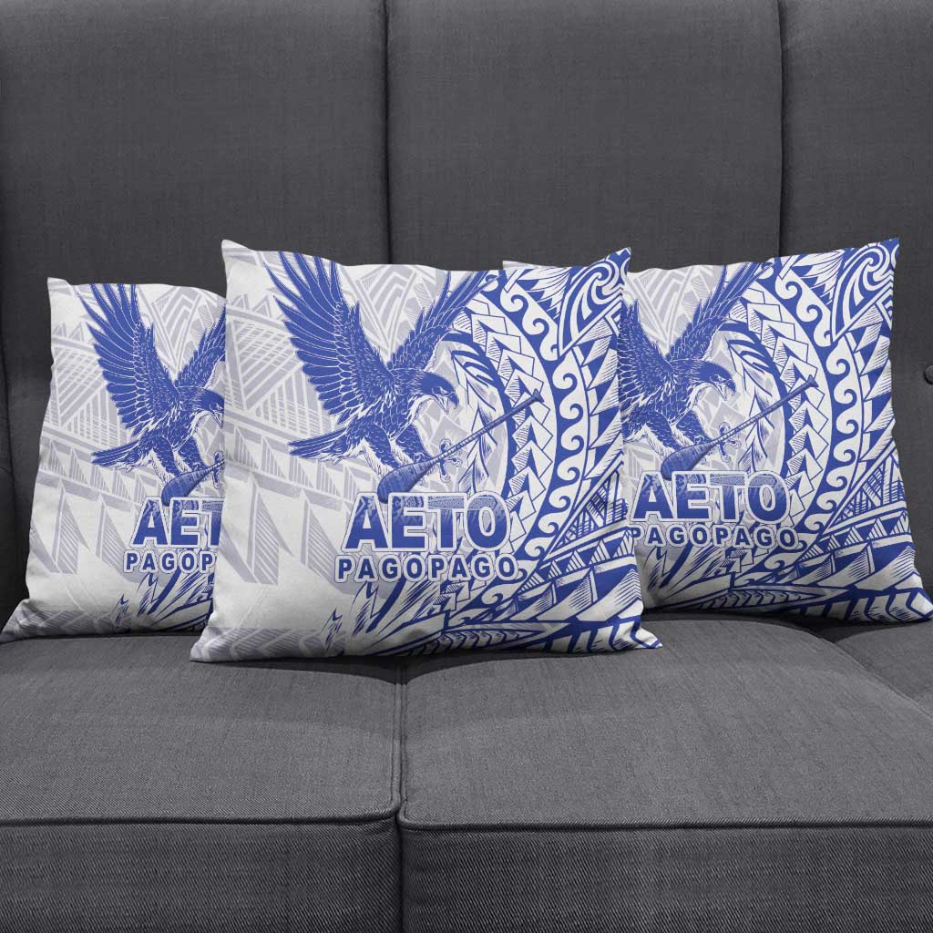 Samoa Pago Pago Aeto Pillow Cover Wingstyle Blue-White Color - Polynesian Pride
