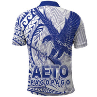 Samoa Pago Pago Aeto Polo Shirt Wingstyle Blue-White Color - Polynesian Pride