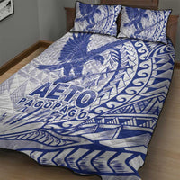 Samoa Pago Pago Aeto Quilt Bed Set Wingstyle Blue-White Color - Polynesian Pride