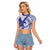 Samoa Pago Pago Aeto Raglan Cropped T Shirt Wingstyle Blue-White Color - Polynesian Pride