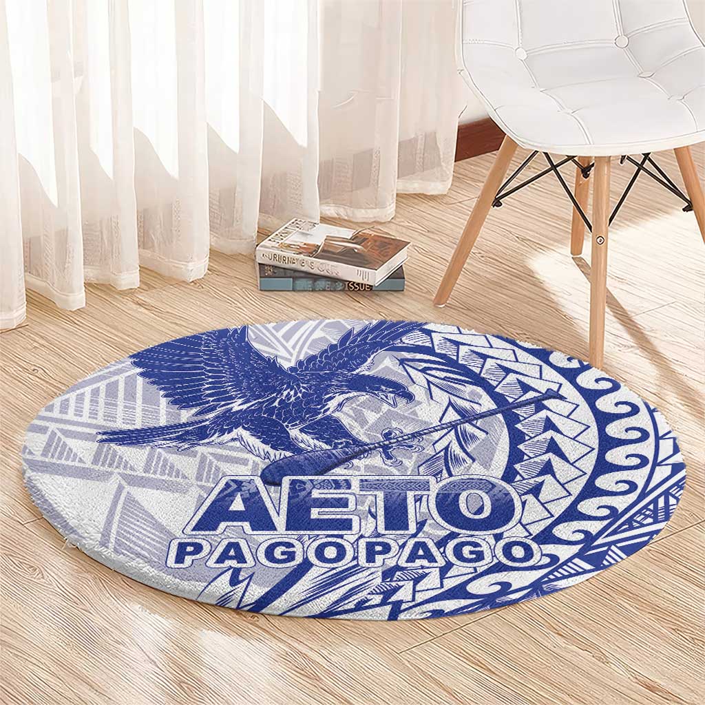 Samoa Pago Pago Aeto Round Carpet Wingstyle Blue-White Color - Polynesian Pride