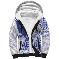 Samoa Pago Pago Aeto Sherpa Hoodie Wingstyle Blue-White Color - Polynesian Pride