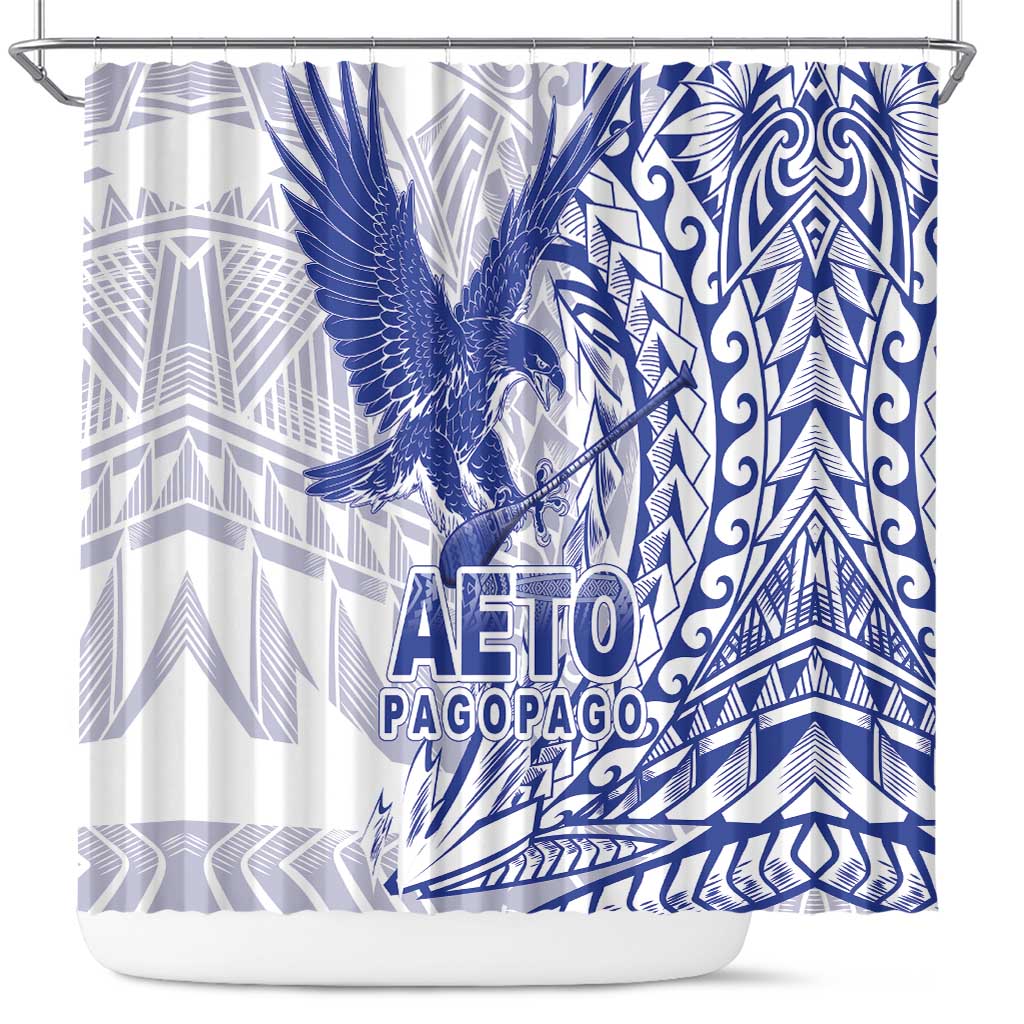 Samoa Pago Pago Aeto Shower Curtain Wingstyle Blue-White Color - Polynesian Pride